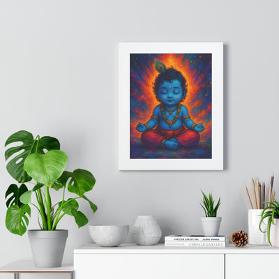 Child Lord Krishna Framed Wall Art | Spiritual Hindu Home Decor