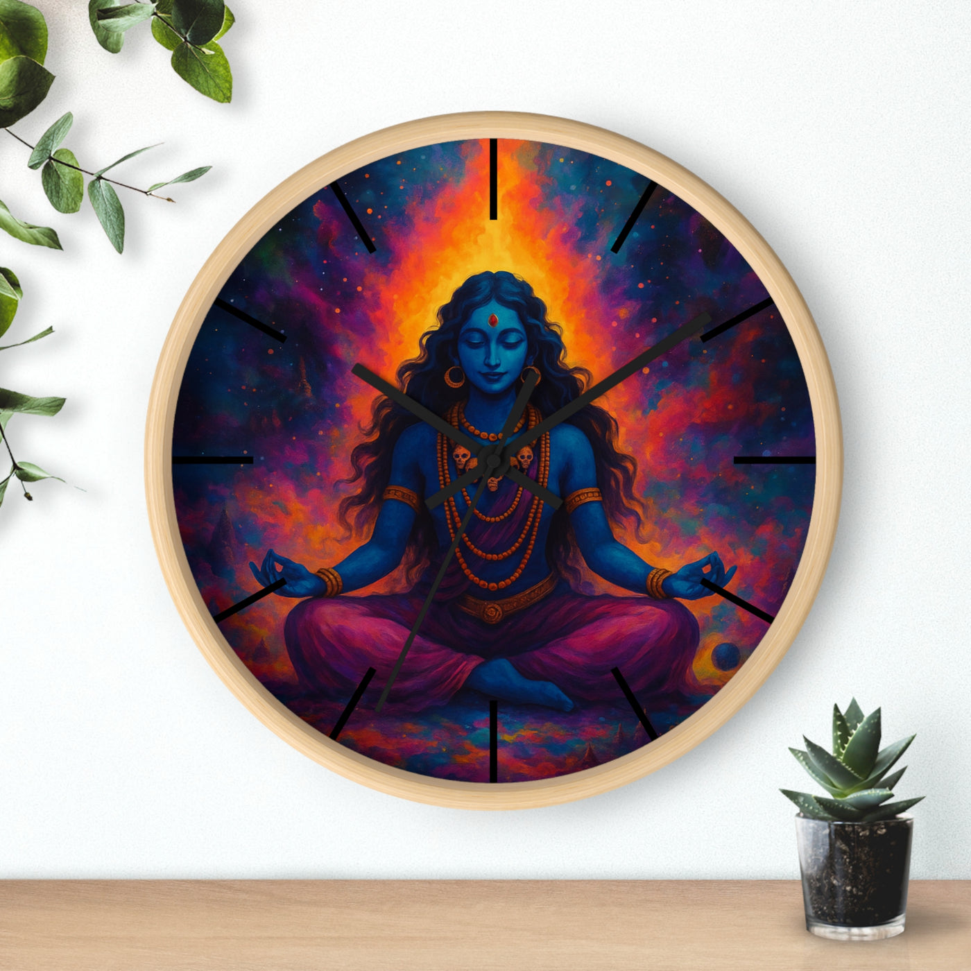 Meditating Goddess Kali Wall Clock | Fierce & Divine Hindu Home Decor