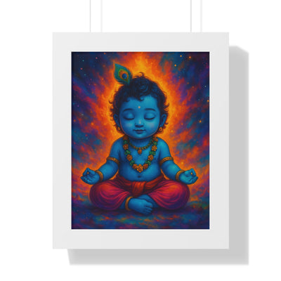Child Lord Krishna Framed Wall Art | Spiritual Hindu Home Decor