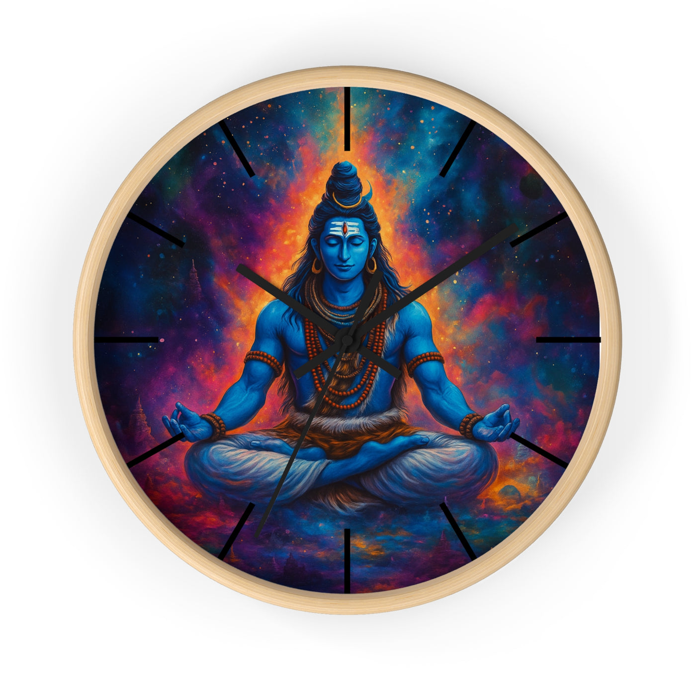 Meditating Lord Shiva Wall Clock – Cosmic Design | Spiritual Home Decor