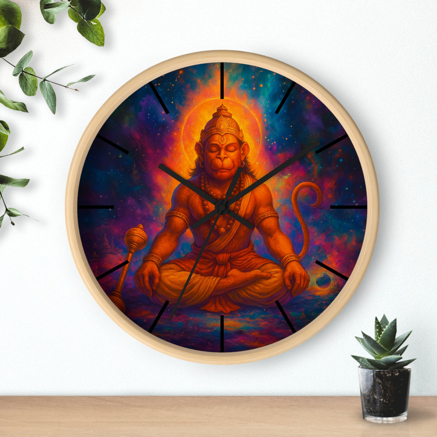 Meditating Lord Hanuman Wall Clock | Devotional Hindu Home Decor