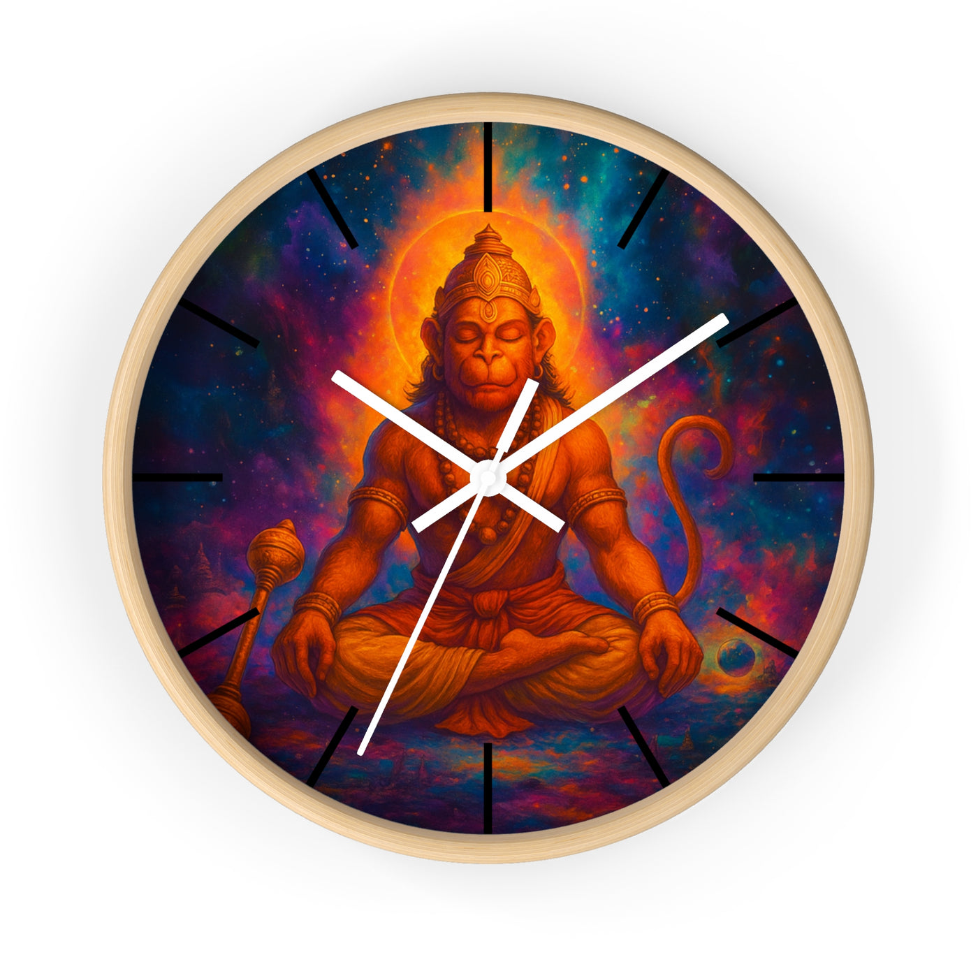 Meditating Lord Hanuman Wall Clock | Devotional Hindu Home Decor