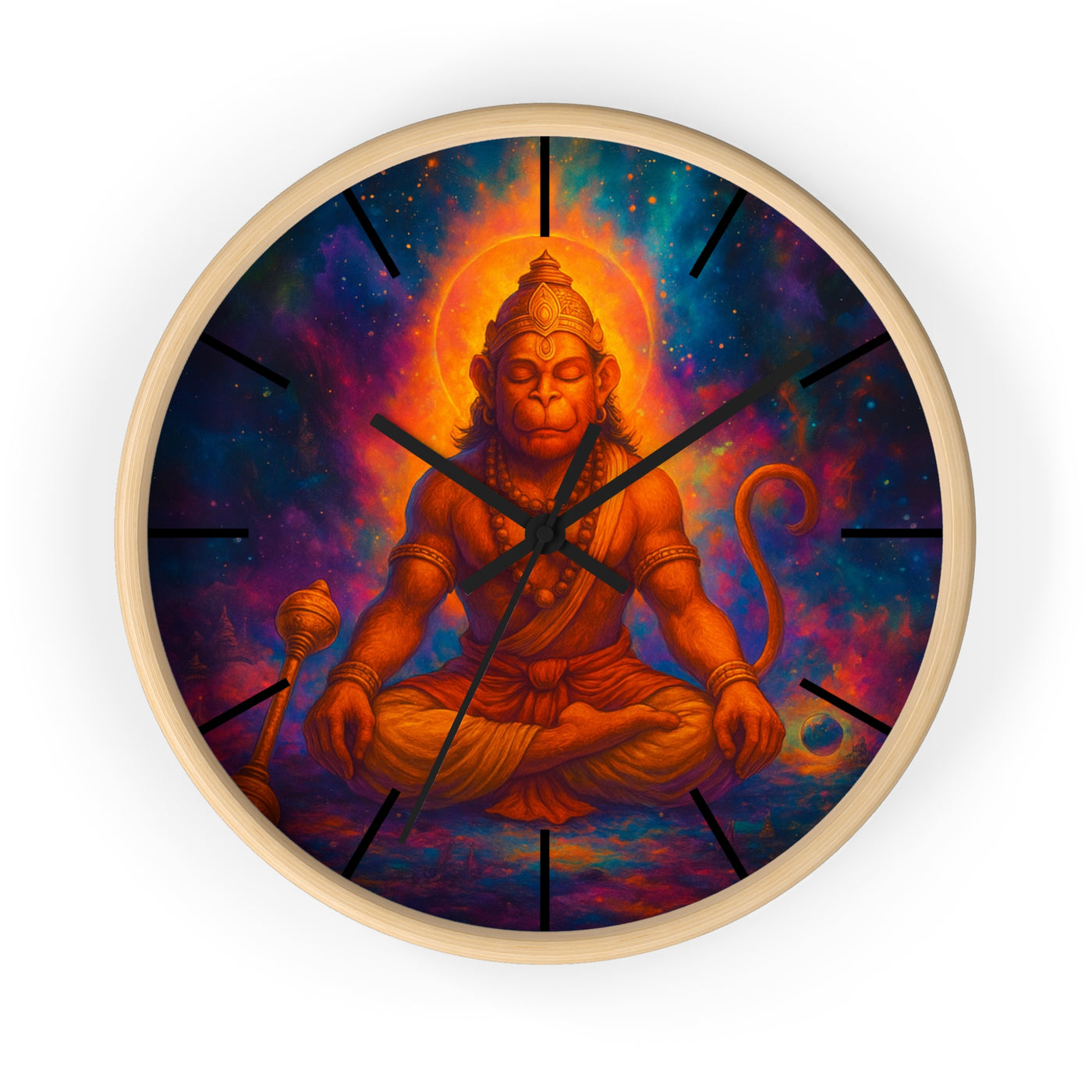 Meditating Lord Hanuman Wall Clock | Devotional Hindu Home Decor