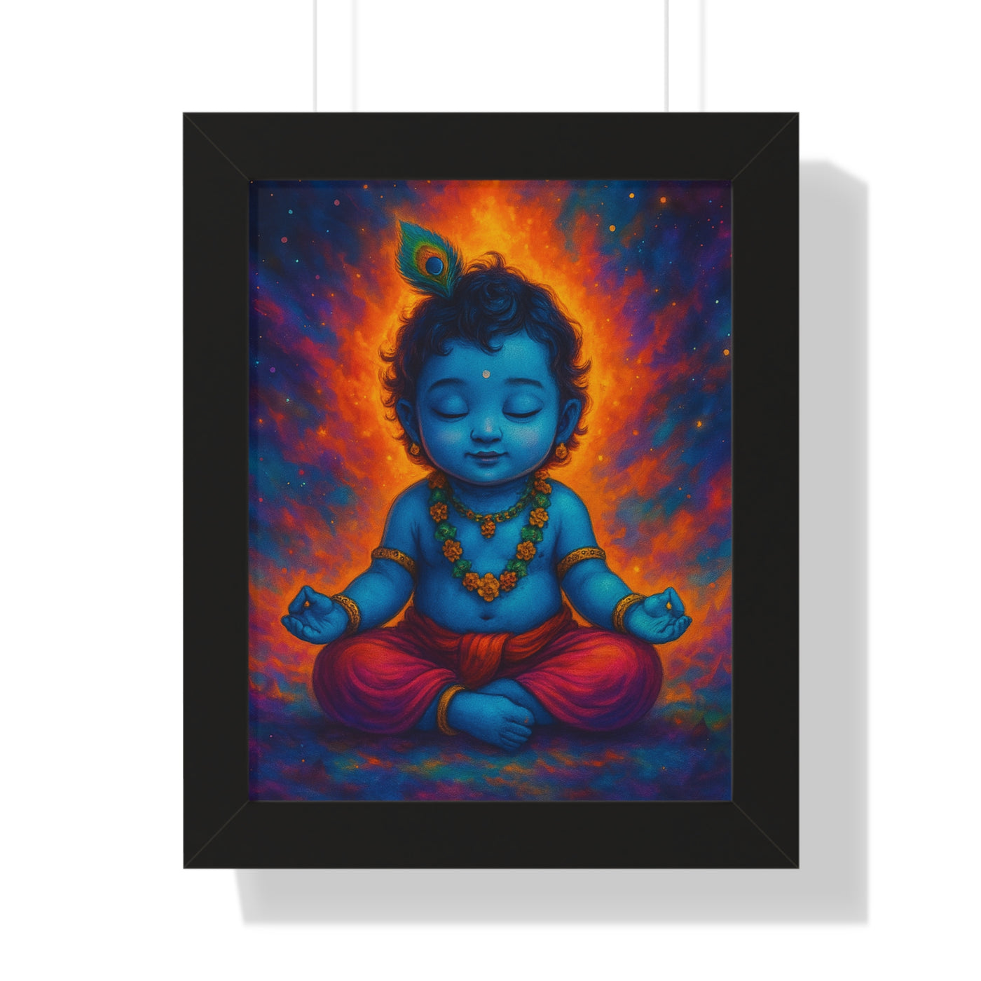 Child Lord Krishna Framed Wall Art | Spiritual Hindu Home Decor
