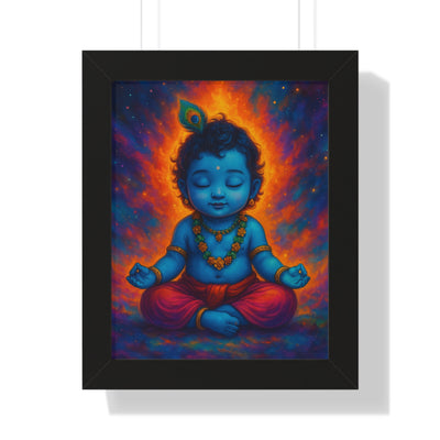 Child Lord Krishna Framed Wall Art | Spiritual Hindu Home Decor