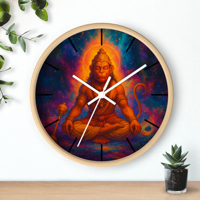Meditating Lord Hanuman Wall Clock | Devotional Hindu Home Decor